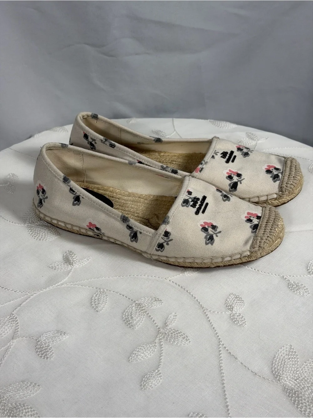 Coach Espadrille Flats Womens Canvas Floral Jute Logo Slip On Casual A8226 Sz 7